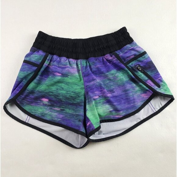 Lululemon Drop It Low Short Womens 4 Green Rio Nights Running Active Lined 3" - Picture 1 of 10